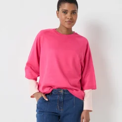Trui En Vest<Blancheporte Loose trui met ellebooglange mouwen, zachte touch fuchsiaroze