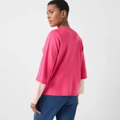 Trui En Vest<Blancheporte Loose trui met ellebooglange mouwen, zachte touch fuchsiaroze