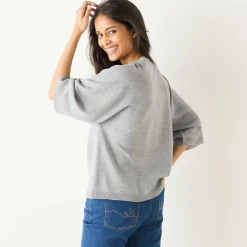 Trui En Vest<Blancheporte Loose trui met ellebooglange mouwen, zachte touch chiné grijs
