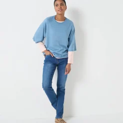 Trui En Vest<Blancheporte Loose trui met ellebooglange mouwen, zachte touch grijsblauw