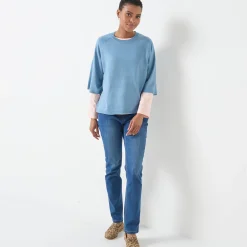 Trui En Vest<Blancheporte Loose trui met ellebooglange mouwen, zachte touch grijsblauw