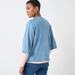 Trui En Vest<Blancheporte Loose trui met ellebooglange mouwen, zachte touch grijsblauw