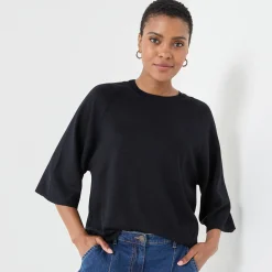 Trui En Vest<Blancheporte Loose trui met ellebooglange mouwen, zachte touch zwart