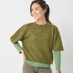 Trui En Vest<Blancheporte Loose trui met ellebooglange mouwen, mix van wol en mohair mosgroen