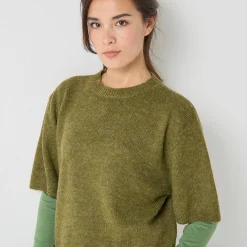 Trui En Vest<Blancheporte Loose trui met ellebooglange mouwen, mix van wol en mohair mosgroen