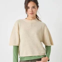 Trui En Vest<Blancheporte Loose trui met ellebooglange mouwen, mix van wol en mohair beige