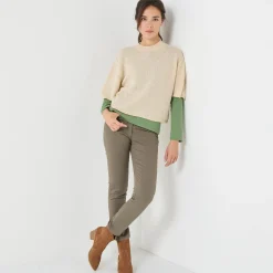Trui En Vest<Blancheporte Loose trui met ellebooglange mouwen, mix van wol en mohair beige