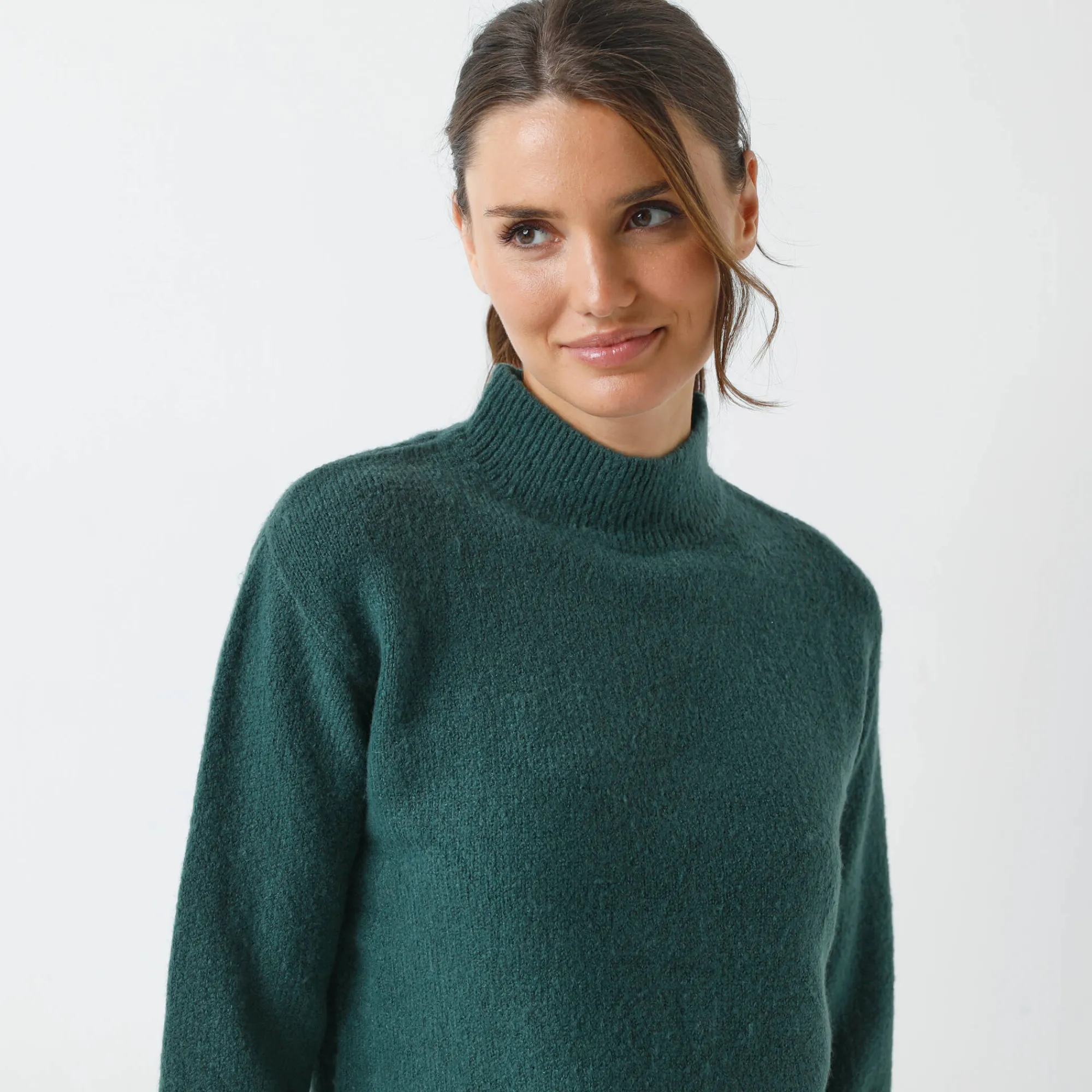 Trui En Vest<Blancheporte Loose trui met opstaande kraag, ruime mouwen dennengroen