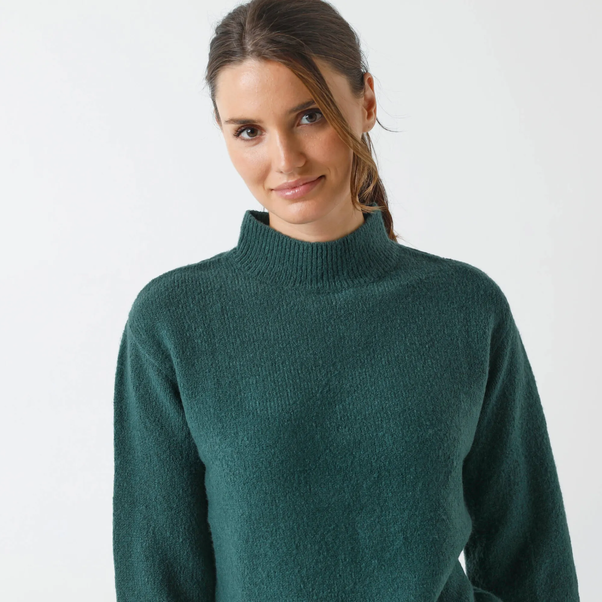 Trui En Vest<Blancheporte Loose trui met opstaande kraag, ruime mouwen dennengroen