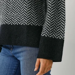 Trui En Vest<Blancheporte Loose trui met opstaande kraag, tweekleurig zwart / ecru
