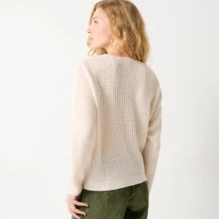 Trui En Vest<Blancheporte Loose trui met V-hals en geborduurde hartjes, patenttricot ecru