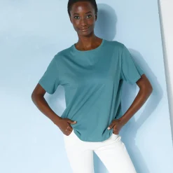 T-Shirt En Topje<Blancheporte Loose' T-shirt in katoen, effen grijsgroen