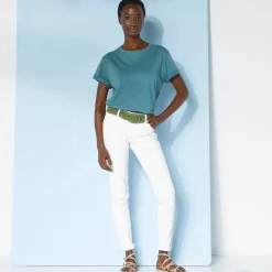T-Shirt En Topje<Blancheporte Loose' T-shirt in katoen, effen grijsgroen