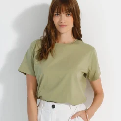 T-Shirt En Topje<Blancheporte Loose' T-shirt in katoen, effen lichtkaki