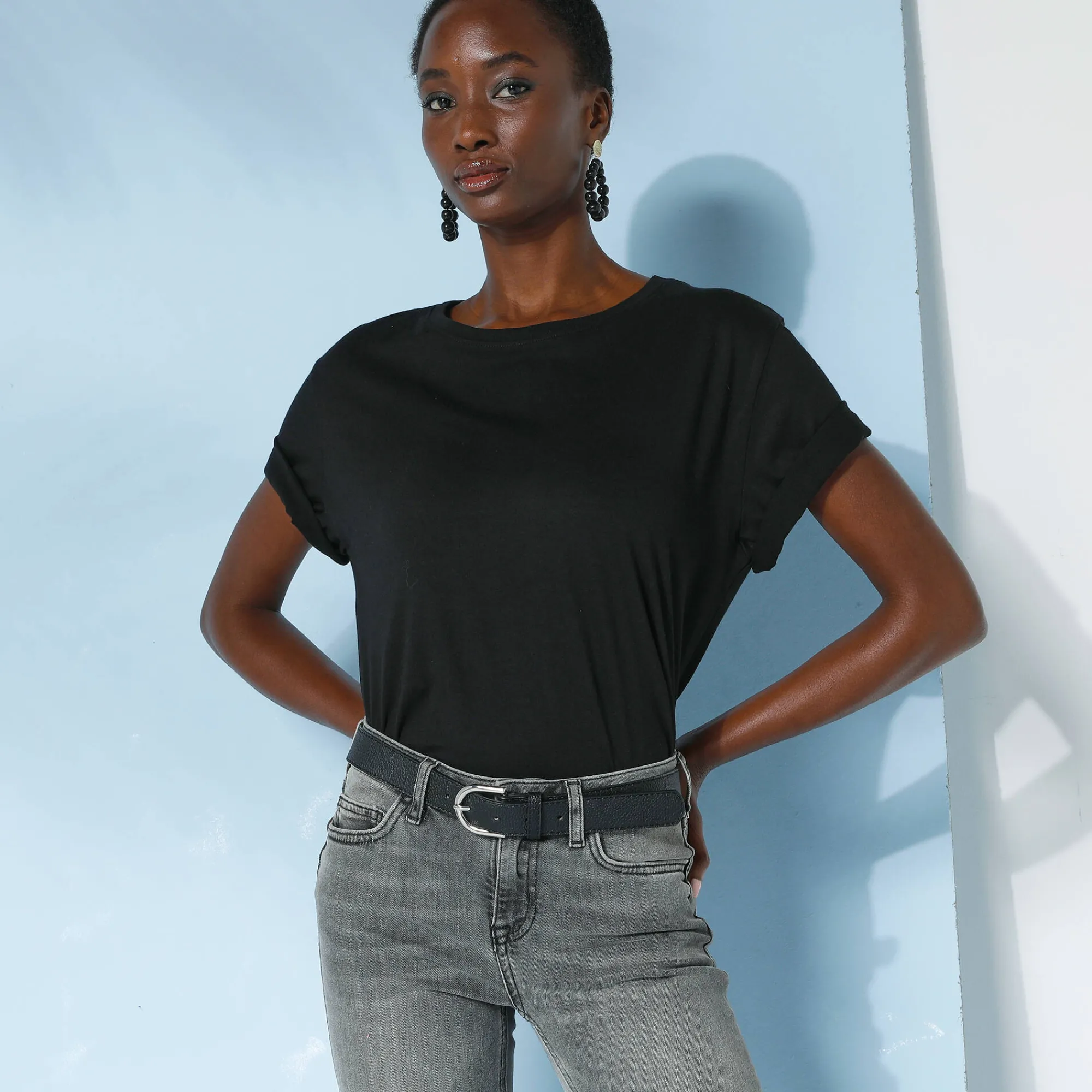 T-Shirt En Topje<Blancheporte Loose' T-shirt in katoen, effen zwart