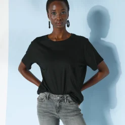 T-Shirt En Topje<Blancheporte Loose' T-shirt in katoen, effen zwart