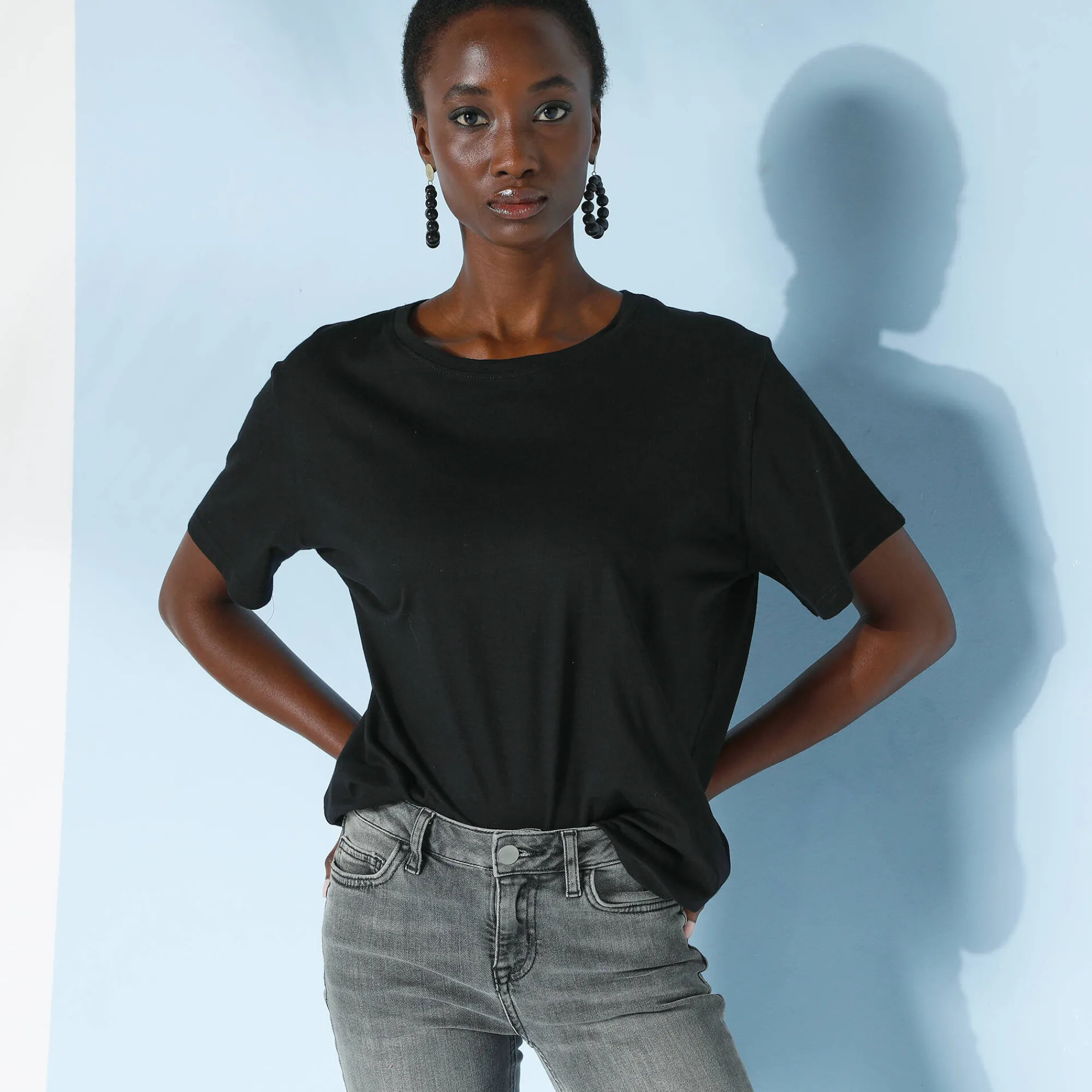 T-Shirt En Topje<Blancheporte Loose' T-shirt in katoen, effen zwart
