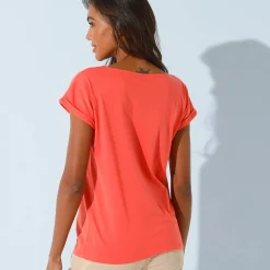 T-Shirt En Topje<Blancheporte Loose T-shirt met "LOVE" print koraal
