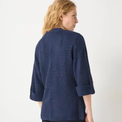 Trui En Vest<Blancheporte Loose vest met knopen, 7/8-mouwen marine