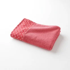 Badhanddoek<Colombine Lusjesbadstof 420g/m2, sierrand met ginkgo print framboos