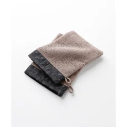 Badhanddoek<Colombine Lusjesbadstof 420g/m2, sierrand met ginkgo print chocolade