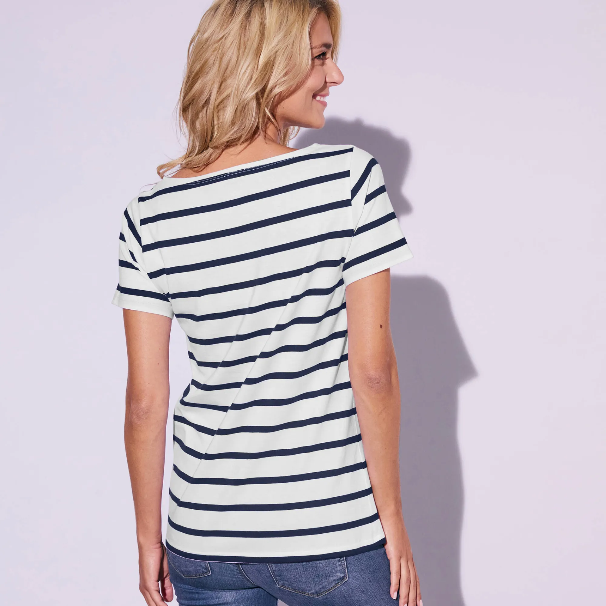 T-Shirt En Topje<Blancheporte Marineshirt, korte mouwen wit / marine