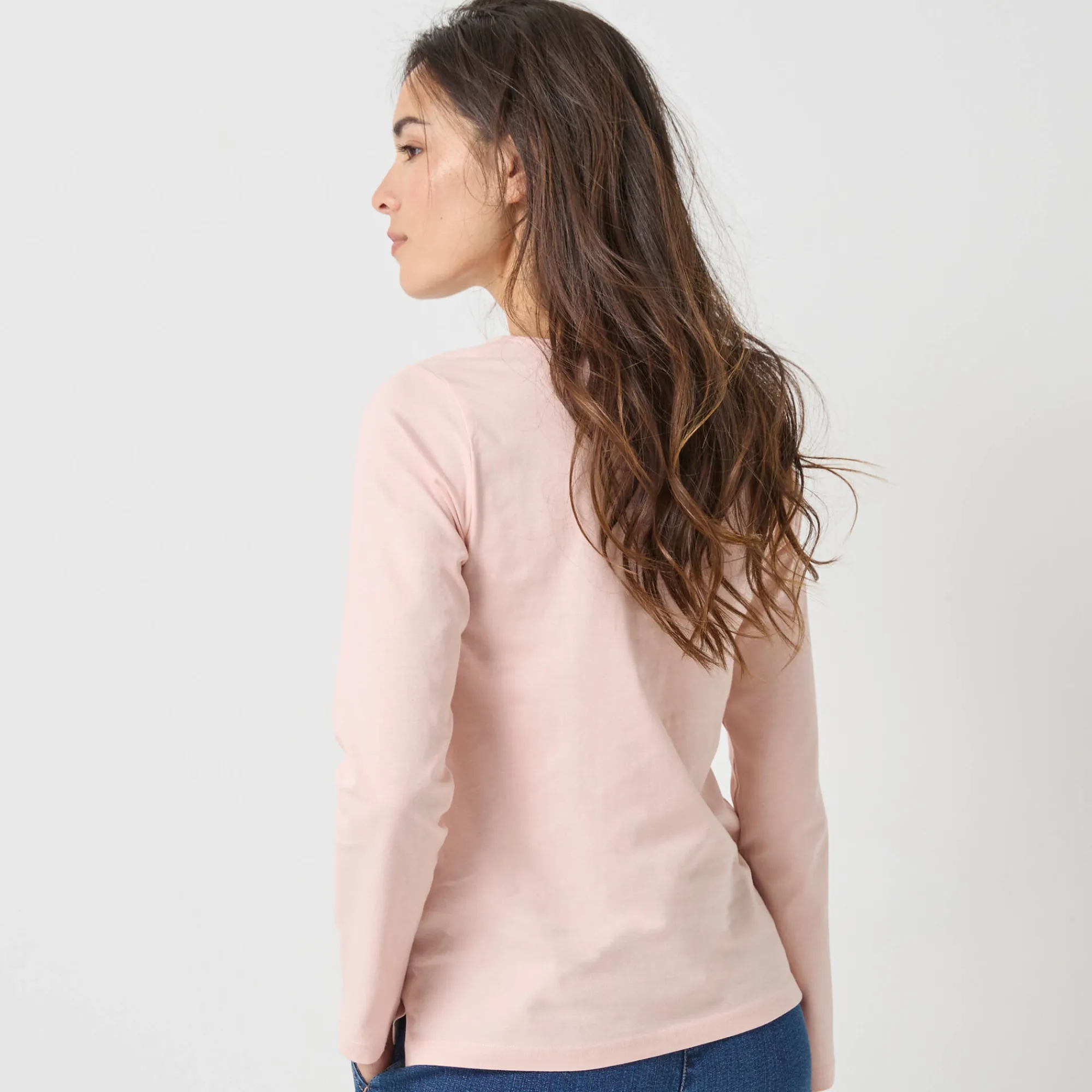 T-Shirt En Topje<Blancheporte Marineshirt met lange mouwen, geborduurd hartje in effen of luipaard zachtroze