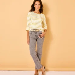 T-Shirt En Topje<Blancheporte Marine-T-shirt met goudkleurig hartborduursel wit / anijs