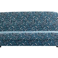 Zitbankhoes<Blancheporte Matelasserde hoes voor clic-clac met bladerenprint blauw