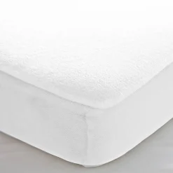 Matrasbeschermer<Blancheporte Matrasbeschermer in absorberend, gerecycleerd katoenmolton, hoeken van 29 cm wit
