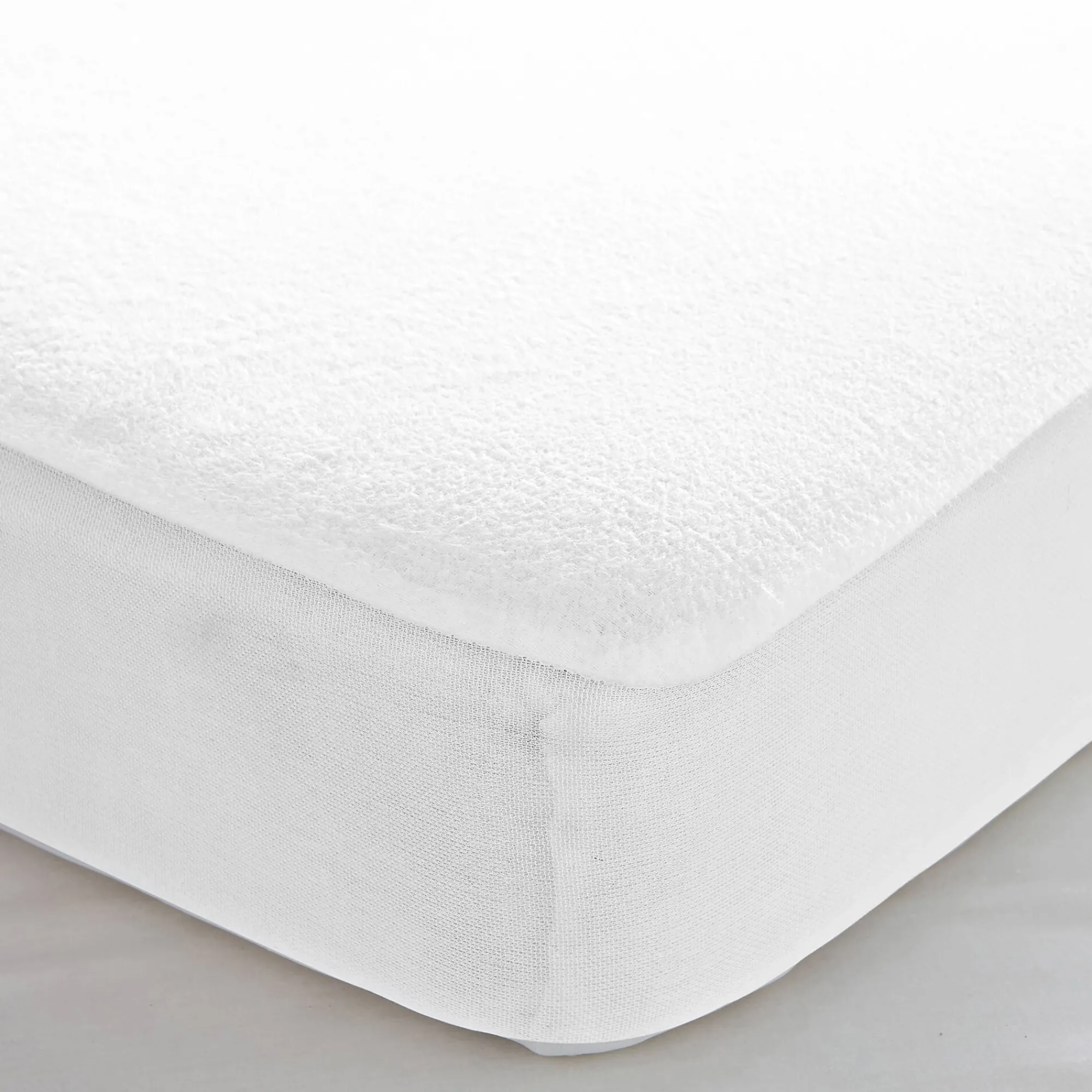 Matrasbeschermer<Blancheporte Matrasbeschermer in absorberend, gerecycleerd katoenmolton, hoeken van 29 cm wit
