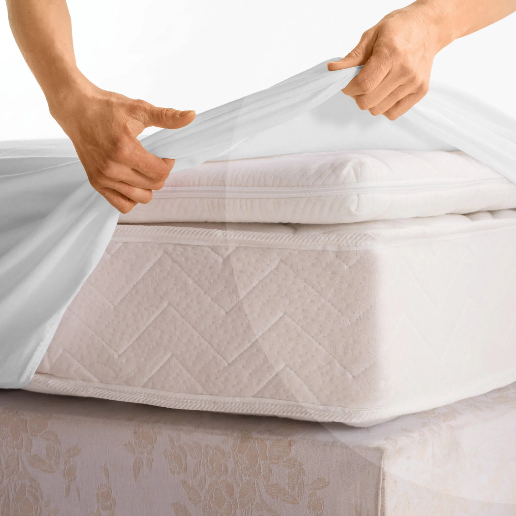 Matrasbeschermer<Blancheporte Matrasbeschermer in molton, speciaal voor heel dikke matras, tegen bedwantsen Greenfirst® wit