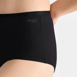 Slip En Shorty<Sloggi Maxislip "Go Daily Cotton" in stretchkatoen - 2+1 zwart