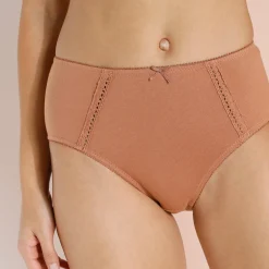 Slip En Shorty<Blancheporte Maxislip in ajourkatoen - Set van 2 hazelnootbruin + poeder