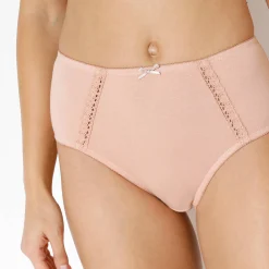 Slip En Shorty<Blancheporte Maxislip in ajourkatoen - Set van 2 hazelnootbruin + poeder