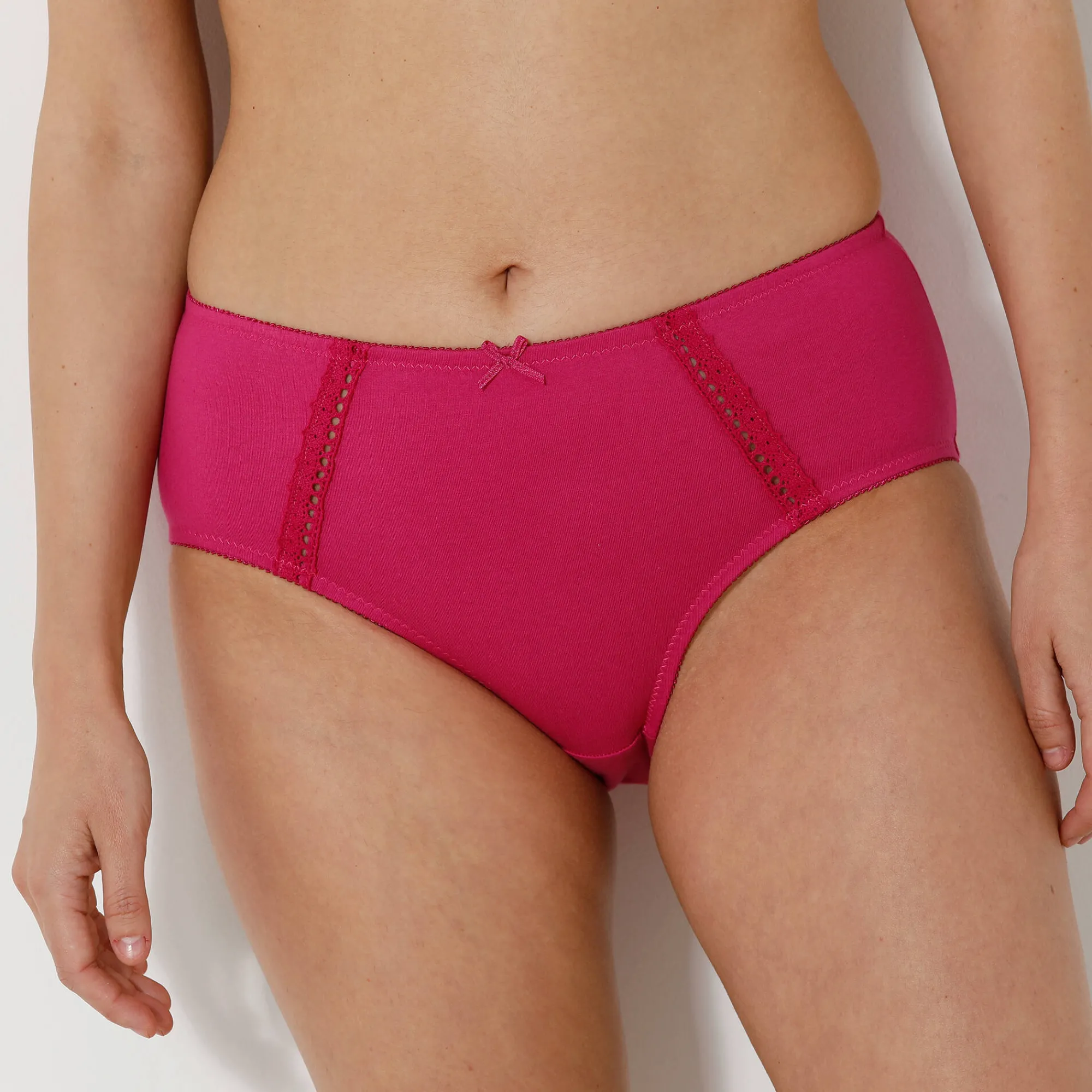 Slip En Shorty<Blancheporte Maxislip in ajourkatoen - Set van 2 fuchsia + pruim