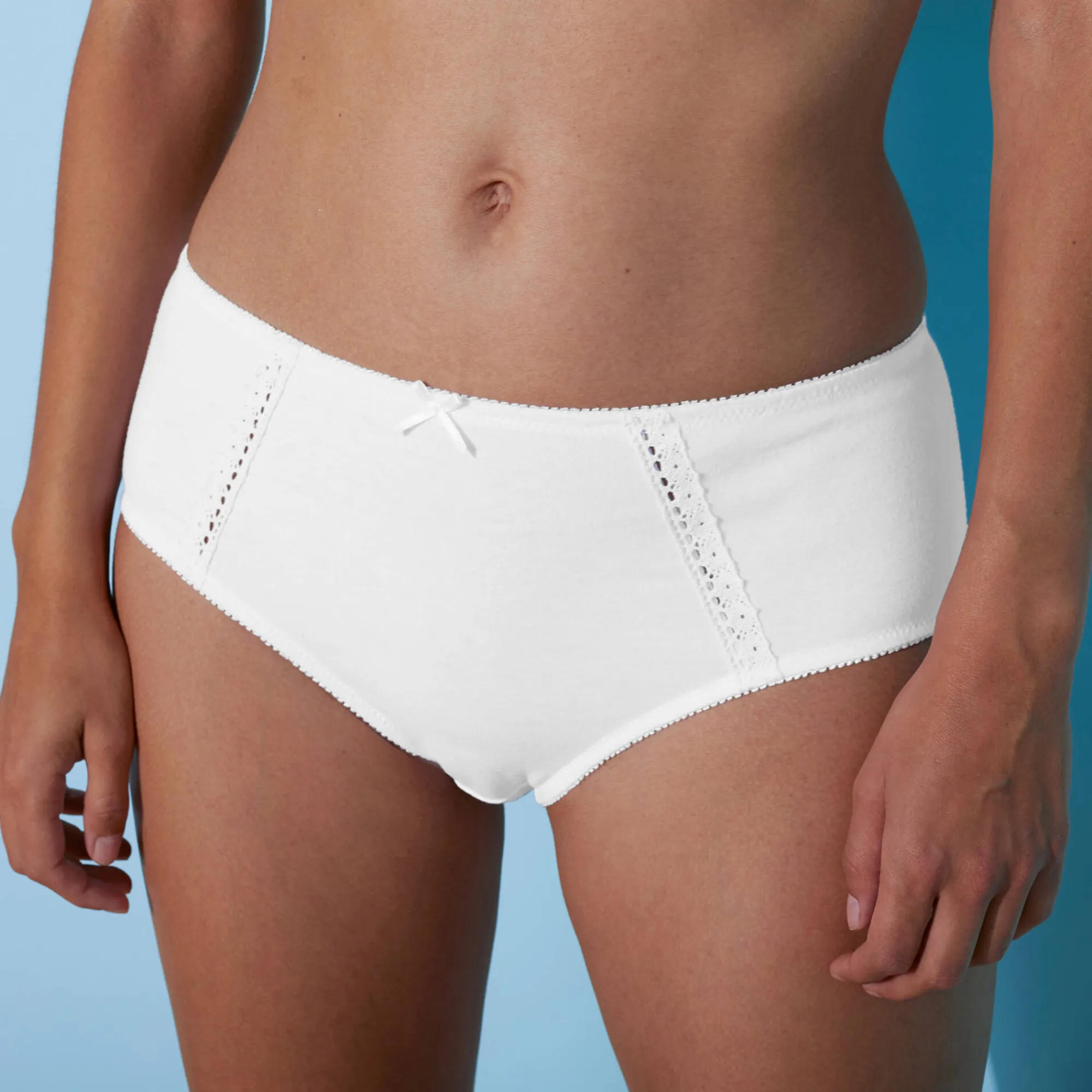 Slip En Shorty<Blancheporte Maxislip in ajourkatoen - Set van 2 wit + zwart