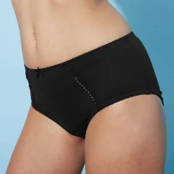 Slip En Shorty<Blancheporte Maxislip in ajourkatoen - Set van 2 wit + zwart