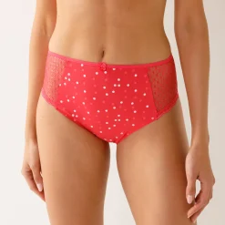 Slip En Shorty<Confidence Lingerie Maxislip in kant en katoen, effen en met stippenprint, Tropea - set van 4 roze