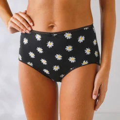 Slip En Shorty<Blancheporte Maxislip in katoen bedrukt met bijpassende bijenmotieven - set van 4 zwart / geel