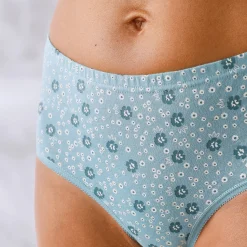 Slip En Shorty<Blancheporte Maxislip in katoen, effen en met bloemenprint - set van 7 groen