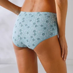 Slip En Shorty<Blancheporte Maxislip in katoen, effen en met bloemenprint - set van 7 groen
