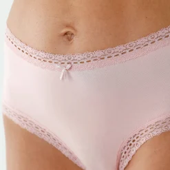 Slip En Shorty<Blancheporte Maxislip in katoen en kant - set van 3 ivoorkleur + beige + roze