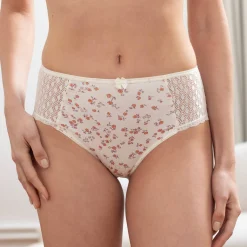 Slip En Shorty<Confidence Lingerie Maxislip in katoen en kant met bloemetjesprint Coria - set van 2 ivoorkleur