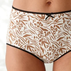 Slip En Shorty<Blancheporte Maxislip in katoen met dierenhuidprint - set van 4 zwart / wit