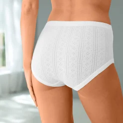 Slip En Shorty<Blancheporte Maxislip in katoen met jacquardmotieven - Set van 4 wit
