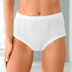 Slip En Shorty<Blancheporte Maxislip in katoen met jacquardmotieven - Set van 4 wit