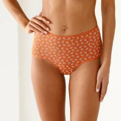 Slip En Shorty<Blancheporte Maxislip in rekbaar katoen met bloemetjesprint - set van 10 marine / roze