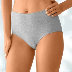 Slip En Shorty<Blancheporte Maxislip in stretchkatoen - Set van 4 chiné grijs + zwart