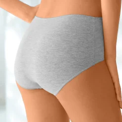 Slip En Shorty<Blancheporte Maxislip in stretchkatoen - Set van 4 chiné grijs + zwart